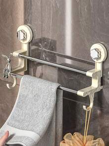 1入組雙桿毛巾架 - 節省空間的壁掛式毛巾儲物架，配有吸盤、鉤子和防銹材料，是浴巾、浴室配件和家居裝飾的理想組織者。 - 彩色 - 查看 12