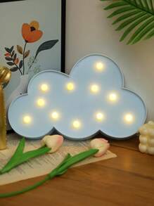 1 pieza Luz nocturna LED con forma de nube blanca, decoración de nube, luz decorativa frontal para la cama de los niños, regalo de cumpleaños para niños, luz de ambiente de decoración interior - Amarillo - Ver 4