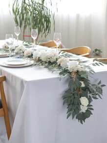 Artificial Flower Garland, 5.9ft Eucalyptus Greenery Garland Fake Flower Garland Wedding Flower Vine For Table Centerpieces Decorations Wedding Arch Door Arrangement Party Decor Outdoor Indoor Home Decor