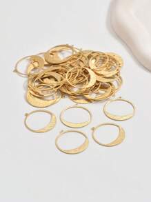 10pcs Raw Brass Single Hanging Half-Circle Earrings Pendant With Hollowed-Out And Drawbench Design, DIY Jewelry Making Supplies