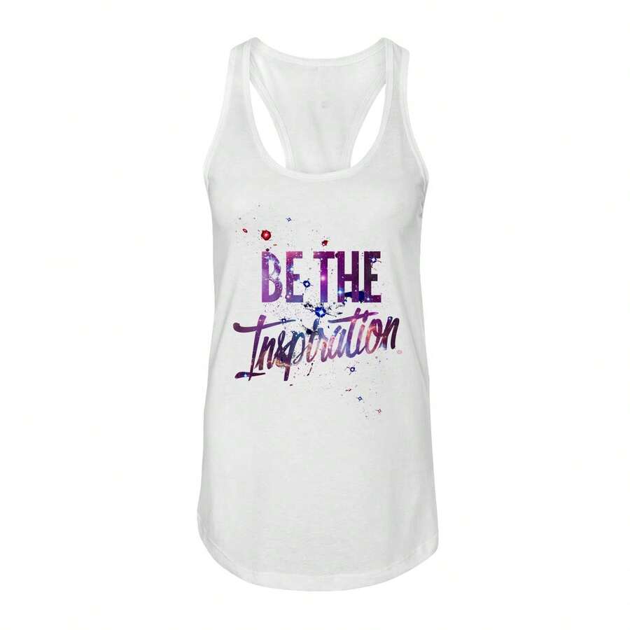 Nearly There Be The Inspiration Graphic Ladies Cotton Tank Top - White - View 1