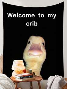 Welcome To My Baby Bed Peach Skin Cloth Hanging Duck Banner, Party Supplies Yard Sign College Room Decoration Poster, Teen Boys & Girls Welcome Background Decor Backdrop Cloth, Tapestry, Tapestry Flag For Room, Room Decor, Wall Decor, Wall Art, Room Stuffs, Flags For Room, Home Decor, Wall Tapestry