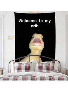 Welcome To My Baby Bed Peach Skin Cloth Hanging Duck Banner, Party Supplies Yard Sign College Room Decoration Poster, Teen Boys & Girls Welcome Background Decor Backdrop Cloth, Tapestry, Tapestry Flag For Room, Room Decor, Wall Decor, Wall Art, Room Stuffs, Flags For Room, Home Decor, Wall Tapestry