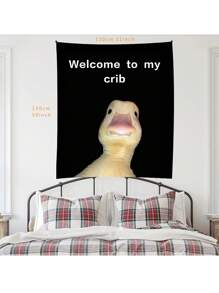 Welcome To My Baby Bed Peach Skin Cloth Hanging Duck Banner, Party Supplies Yard Sign College Room Decoration Poster, Teen Boys & Girls Welcome Background Decor Backdrop Cloth, Tapestry, Tapestry Flag For Room, Room Decor, Wall Decor, Wall Art, Room Stuffs, Flags For Room, Home Decor, Wall Tapestry