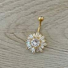 SENLANSP 1 pieza Hermoso anillo de botón del vientre con diseño de estrella de ráfaga de acero inoxidable, perfecto para uso diario de mujeres - 1 pieza - Ver 2