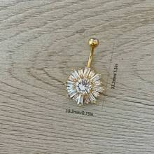 SENLANSP 1 pieza Hermoso anillo de botón del vientre con diseño de estrella de ráfaga de acero inoxidable, perfecto para uso diario de mujeres - 1 pieza - Ver 3
