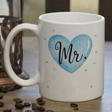 1 pieza Set de tazas de café para parejas, taza de cerámica personalizada para señora y señor, Set de tazas de boda para dos, diseño de taza de pareja para esposa y esposo, tazas de pareja personalizadas color blanco de 11 oz - Multicolor - Ver 8