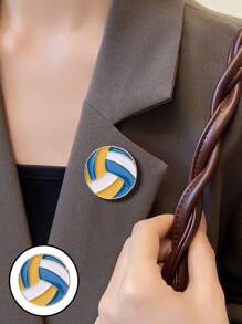 1pc Creative Volleyball Sports Style Metal Clothing Accessory Brooch Pin For Girls, Suitable For Daily Wear - Volleyball - View 5