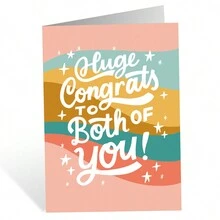 1入組巨型賀卡，婚禮祝賀賀卡，新人賀卡，婚禮慶祝筆記，致謝感激卡，獻給朋友的紙質卡片