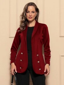 Women Coats - Burgundy - View 3