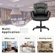 Office Computer Task Desk Chair With Padded Armrests, Mid-Back, Adjustable, 360 Swivel, Rolling, 275 Pound Capacity, BIFMA Certified - màu nâu - Xem 3