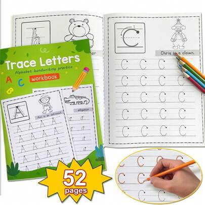 Lachilly 52 pagini ABC Literă Alfabet Tracing Pad Caiet de lucru Activități Fișe de lucru Caligrafie Cărți de copiere Practică Scriere de mână Educație preșcolară Materiale de învățare pentru copii Grădiniță - Set de litere mari și minuscule Practică foi de hârtie pentru carte color, carte de scris Jucărie educațională Instrument de învățare pentru 2-6 ani, 29,7 x 26 cm x 8,11 inch Cărți,Carte de activități,Activități pentru copii,Carte de activități,Jucării pentru copii mici,Jocuri, Cărți pentru copii,Caiet de activități,Jucării educaționale,Jucării educaționale pentru copii, Cărți cu abc, Jocuri pentru copii mici, Set de cărți de activități, Cărți de activități, Rechizite pentru școală acasă