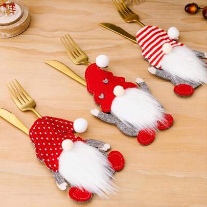 6 Pezzi Set Porta Posate, Porta Posate Svedese a Forma di Gnomo di Babbo Natale, Sacchetti Porta Coltello e Forchetta per Decorazioni da Tavola per Feste di Natale, Capodanno e San Valentino (Coltello e Forchetta Non Inclusi), Regali di Compleanno, Laurea, Decorazioni per la Casa, Decorazioni Natalizie, Decorazioni per la Stanza, Decorazioni Natalizie Invernali, Regali di Natale