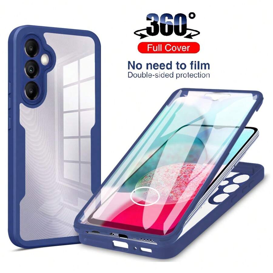 360° 全身双重保护套，内置屏幕保护膜，兼容小米 14T 13T 12T 14 11T Pro POCO F6 X4 X5 F3 M5S X6 F5 Pro 13 12 11 Lite 5G NE，兼容 Redmi Note，兼容 OPPO Galaxy - 藍色 - 查看 1