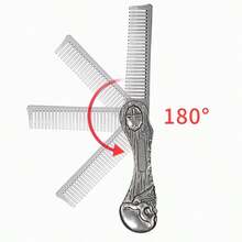 1pc New Foldable Beard Styling Comb, Stainless Steel Portable Vintage Oil Head Grooming Tool For Men, Hair Brush, Back Brush, Styling Brush, Curling Brush, Edge Brush, Hair Brush, Brush Set, Brush, Curling Brush, Detangling Brush, Women Hair Brush, Hair, Travel, Hairdressing Products, Hairdressing Tools, Hairdressing Supplies, Barber, Barber Accessories, Barbershop, Hairdressing Equipment - Multicolor - View 4
