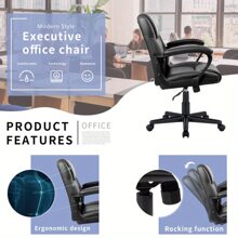 Office Computer Task Desk Chair With Padded Armrests, Mid-Back, Adjustable, 360 Swivel, Rolling, 275 Pound Capacity, BIFMA Certified - màu nâu - Xem 2