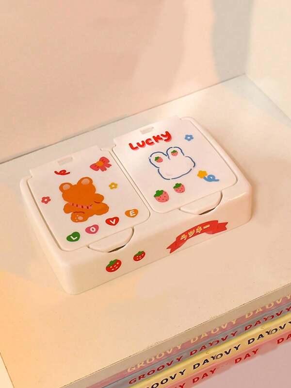 1pc PP Desktop Storage Box With Random Sticker