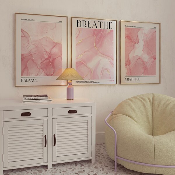 Set Of 3 Unframed Pink And Gold Abstract Marble Canvas Poster,Pink Room Decor,Waterproof Wall Art,Modern Artwork Wall Painting For Gift,Bedroom,Living Room,Office,Dining Room,Bathroom Wall Decor,Cafe, Bar, Wall Decor, Home & Office Decoration Gifts Birthday Graduation