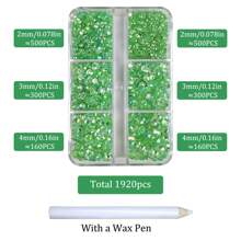 1920pcs / 6 Grids Resin Rhinestones Beads With Wax Pen, Multicolors 2mm 3mm 4mm Non-Hot Fix Flatback Round Jelly Resin Rhinestones For Nail Art Decoration, Face Makeup, DIY Jewelry Craft, Making Accessories, Shoes, Clothes, Bags Nail Charms Nail Gems Nail Supplies