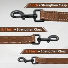 Lynxking 1入柔韌綁帶狗繩，搭配反光條紋和D環，適用於小型、中型和大型犬 - 棕色 - 查看 7