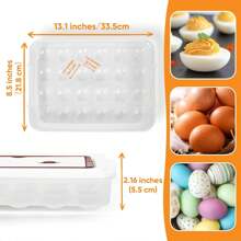 Deviled Egg Containers With Lid, (Set Of 2), Plastic Deviled Egg Tray Carrier With Handle For 48 Eggs, Clear Storage Egg Platter For Devil Egg, Fridge Stackable Portable Egg Holder - 1 - View 5