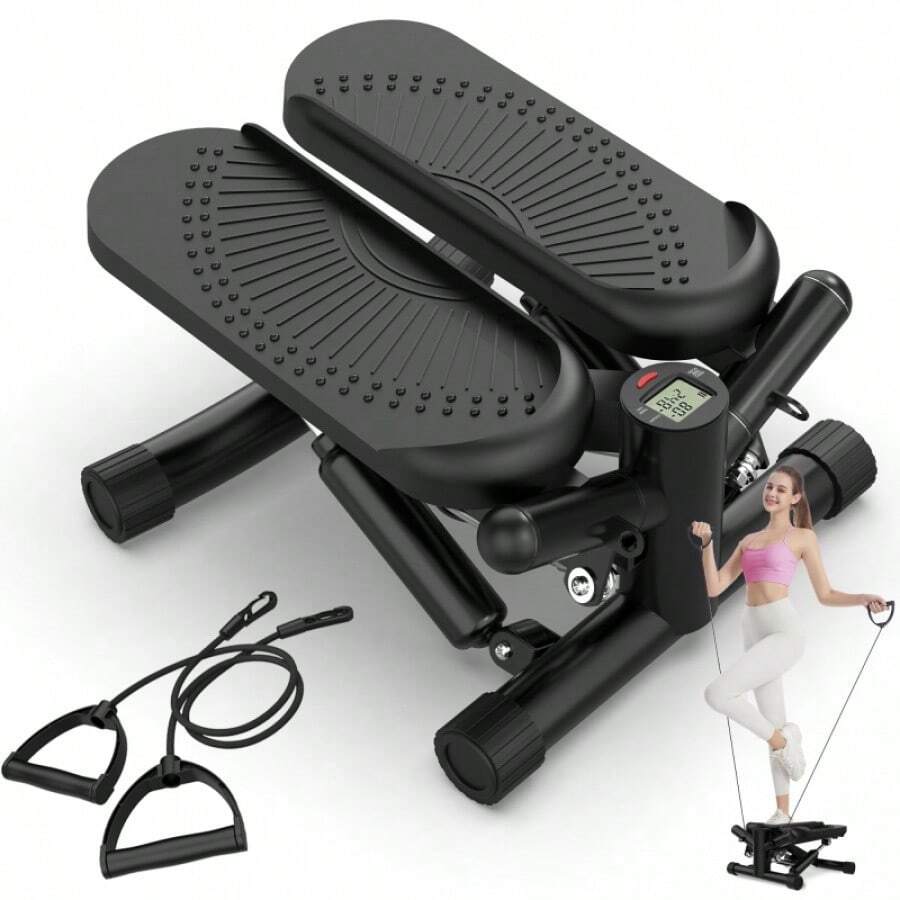 Steppers For Exercise - Mini Stair Stepper Machine With Resistance Bands 330lbs Twist Stepper Portable Exercise Equipment For Full Body Workout-Black - Red - View 1