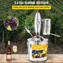 20L 5.28Gal Water Alcohol Distiller 304 Stainless Steel Moonshine Wine Making Boiler Home Kit With Thermometer For Whiskey Brandy Essential Oils - 銀色 - 查看 6