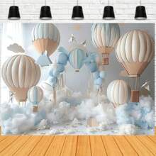 摄影背景探险旅行热气球生日蛋糕粉碎肖像装饰背景摄影工作室横幅 - A款 - 查看 1