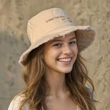 Koreaanse versie vissershoed voor dames, lente/zomer/herfst/winter, bescherming tegen de zon, UV-bescherming, trendy emmerhoed, retrostijl, gebreide rand, zonnehoed voor heren en dames, Japanse stijl, veelzijdig.