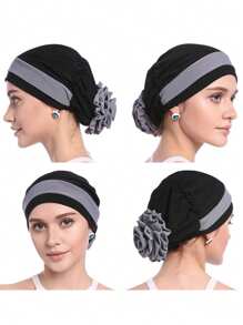 1 pezzo Cappello Chemio con cappello da donna Fashion Flower a due colori, cappello base con visiera