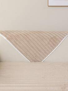 1入組兔子毛絨條紋沙發套，適用於1-2-3-4人座沙發，附背墊扶手套，全季節防滑