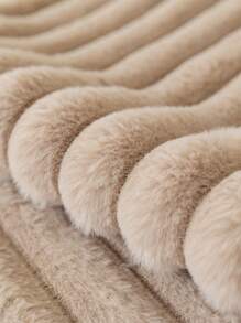 1入組兔子毛絨條紋沙發套，適用於1-2-3-4人座沙發，附背墊扶手套，全季節防滑