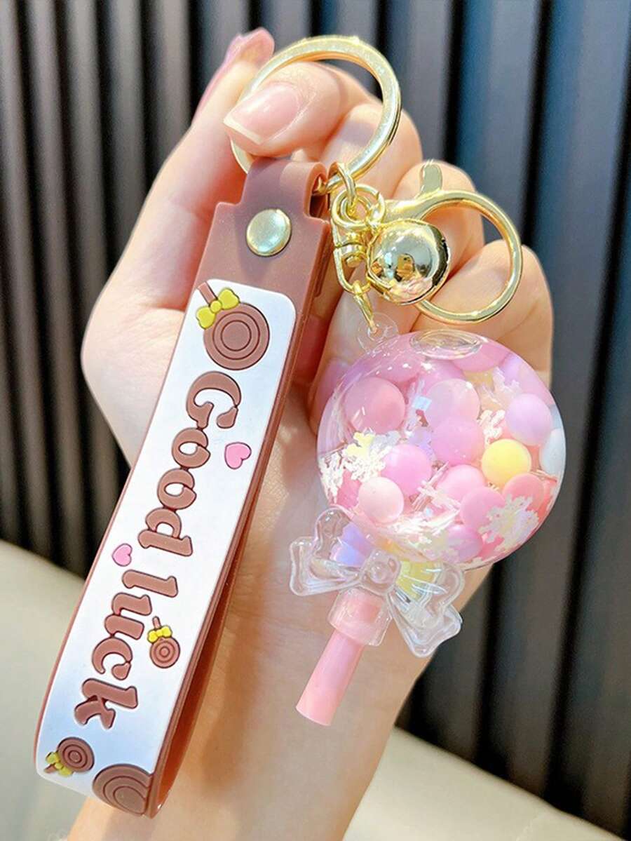 1pc Simple And Cute Lollipop Keychain Pendant Acrylic Water Bottle Charm For Backpack Or Car Decoration - Multicolor - View 1