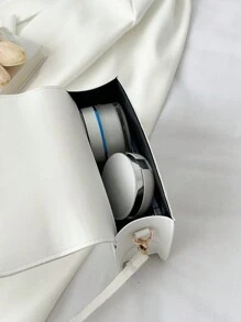 Solid Color Pu Leather Stitching With Bowknot Design Flap Shoulder Crossbody Square Bag, Suitable For Women's Daily Commute, Shopping, Travel, Gathering, Girls Night Out, Festivals, Birthday Gifts And Parties. Valentines, Fashionable Bow Purse For Women