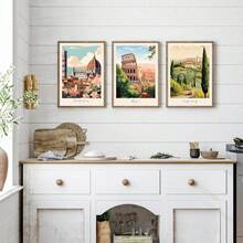 3pcs/Set Italy Tuscany Landscape Canvas Wall Art Prints, Colorful Italian Posters, Ideal Gift For Bedroom, Living Room, Corridor, Dining Room, Wall Art, Home Decor, Summer Decoration, Wall Decoration, Room Decoration, Frameless - Color - View 9