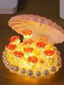 1入 DIY 手工製作玫瑰夜燈， 玫瑰氛圍燈，氛圍夜燈，裝飾燈，客廳，假日裝飾，露營，派對，伴侶生日禮物，創意禮物 - 暖光 - 查看 9