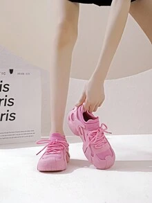紅色運動鞋，女性夏季平底粉色鞋子 - 粉色 - 查看 3