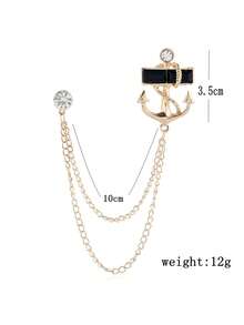 1入組男士創意個性船錨掛繩套裝領針，時尚個性鑲嵌鑽石胸針，適用於多種場合 - 彩色 - 查看 5