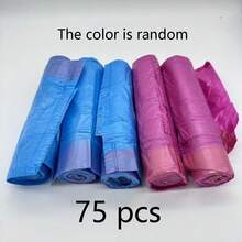 75 个厚抽绳 PE 垃圾袋，适用于家庭、办公室和厨房，家居装饰，圣诞礼物，家居礼品，房间装饰 - 彩色 - 查看 2