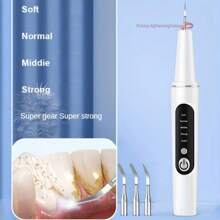 1pc Teeth Cleaner With LED Light, USB Rechargeable Electric Teeth Cleaning Kit, 4 Replaceable Cleaning Heads, 5-Speed Adjustment, Perfect For Keeping Teeth Clean On The Go!
