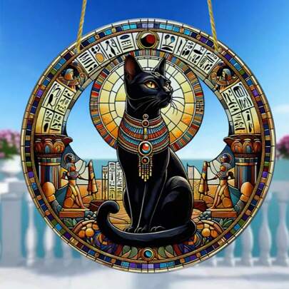 1 件埃及巴斯特猫 2D 平面亚克力捕光器，动物主题室内客厅壁挂装饰，非常适合家庭、花园、节日派对装饰，是送给朋友和生日的完美礼物。,家居装饰，房间装饰，墙壁装饰