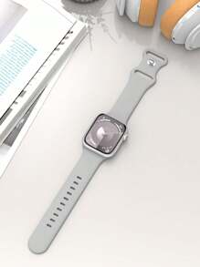 1条可爱休闲柔软硅胶运动表带,蝴蝶扣,舒适可调节防水腕带,兼容 38/40/41/42/44/45/46/49mm,兼容 Series Ultra/SE/11/10/9/8/7/6/5/4/3/2/1,智能手表配件 - 灰色(無手錶) - 查看 4