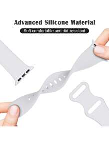 1条可爱休闲柔软硅胶运动表带,蝴蝶扣,舒适可调节防水腕带,兼容 38/40/41/42/44/45/46/49mm,兼容 Series Ultra/SE/11/10/9/8/7/6/5/4/3/2/1,智能手表配件 - 灰色(無手錶) - 查看 7