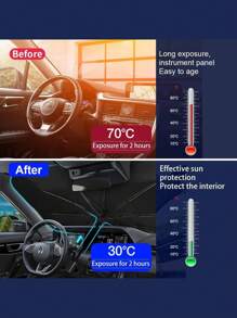 Prasol Protector Solar Parabrisas para Auto Coche Plegable - Negro - Ver 4