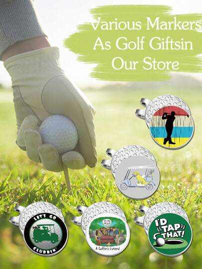 1入高爾夫帽夾，創意高爾夫球車，可愛的狗狗可拆卸高爾夫果嶺叉，圓形金屬錳鋼球位標磁性定向推桿球標記草工具，高爾夫帽徽章禮品兼註記工具，高爾夫用品供應商，高檔俱樂部禮品