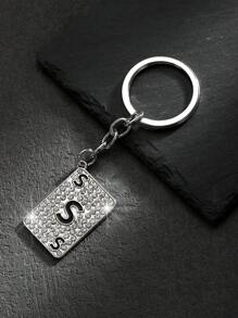 1pc Fashionable European And American Style Alloy Rectangle Shaped Rhinestone-Studded & Oil-Dripping Poker Card Shaped Keychain Or Bag Pendant With 26 English Letters For Personalized, Gorgeous And Cute Accessories For Both Men And Women Car Accessories Bag Charm School Goth Y2k Halloween Accessories Teachers Day Christmas Gift Ideas Bag Lanyards With Id Holder Car Accessories Bag Charms Car Accessories Friend Sister - Silver - View 16
