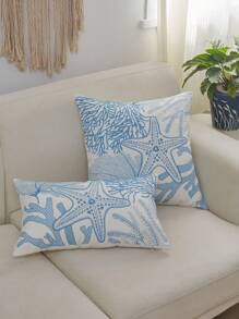 1 Vỏ Gối Thêu Sao Biển Phong Cách Đại Dương Bốn Mùa Để Trang Trí Nhà - Nhiều màu - Xem 1