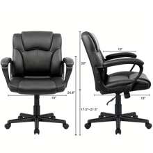 Office Computer Task Desk Chair With Padded Armrests, Mid-Back, Adjustable, 360 Swivel, Rolling, 275 Pound Capacity, BIFMA Certified - màu nâu - Xem 5