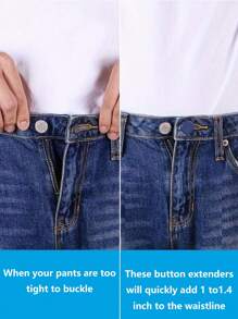 Set de 12/2 piezas Extensor elástico de goma para cintura de pantalones - Estirador de cintura de pantalón con botón ajustable