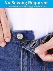 Set de 12/2 piezas Extensor elástico de goma para cintura de pantalones - Estirador de cintura de pantalón con botón ajustable